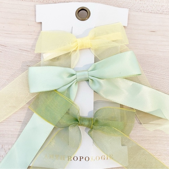 ANTHROPOLOGIE Pastel Ribbon Barrette Set Of 3 NWT - Picture 2 of 4